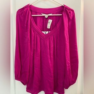 Diane Von Furstenberg Silk Hot Pink Blouse Size 6